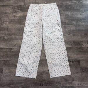 NWT Levi's 94' Baggy Cargo Pants White Blue Floral Print Wide Leg Womens Sz. 25